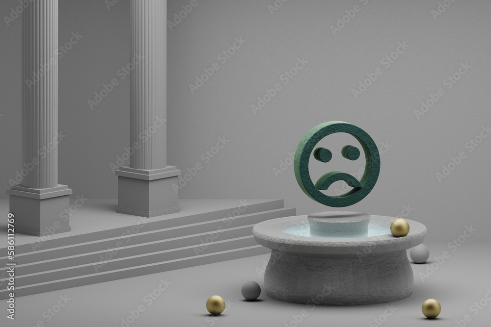 Aufkleber beautiful abstract illustrations green emoji emotions symbol icon on a fountain and column backgroun