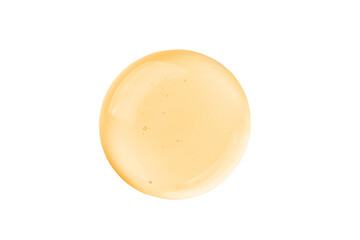 Face serum drop isolated on transparent background. Face oil, liquid gel swatch texture. Vitamin C serum texture. - 586112775