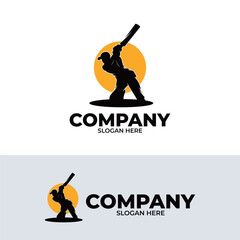 Cricket player logo design template