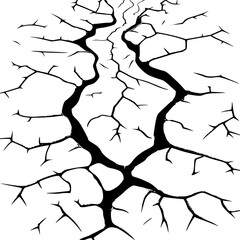 Split, crack and black hole in the wall or on the ground. Damage from natural disasters, earthquakes or drought. Catastrophe after the war.