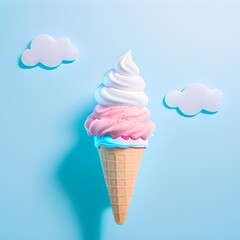 ice cream cone. cute and fantasy,  pastel and colorful icecream, Ai Generative illustration.