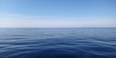 Panorama landscape of empty blue sea and sky blue background. Generative AI