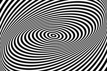 Twisting Whirl Motion and 3D Illusion in Abstract Op Art Striped Lines Pattern.