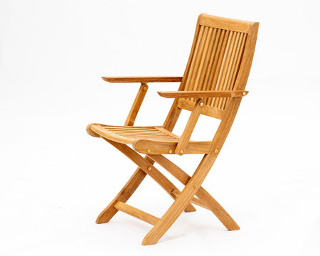A wooden folding chair isolated