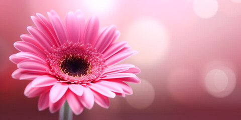 Obraz premium rosa Gerbera mit Bokeh Hintergrund, generative AI