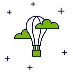 Filled outline Hot air balloon icon isolated on white background. Air transport for travel. Vector