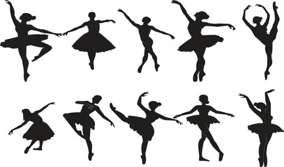 ballet dancers silhouettes.set of ballet dancers.silhouettes of ballet dancers