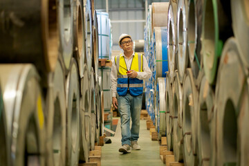 A new generation of engineers in a metal sheet factory.  Studying work methods from supervisors or colleagues and studying by yourself  be taught professionally