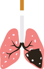 Smoke Infected Lung, No Tobacco Day, Damaged Lung Illustration Free Vector
