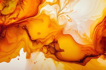 White and orange alcohol ink pattern,