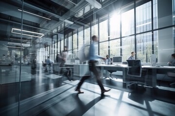 Dynamic Modern Office Space with Windows and Vibrant Atmosphere"