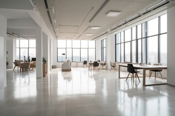 Dynamic Modern Office Space with Windows and Vibrant Atmosphere"