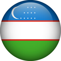 Uzbekistan flag button. Round flag of Uzbekistan. Vector flag, symbol. Colors and proportion correctly.