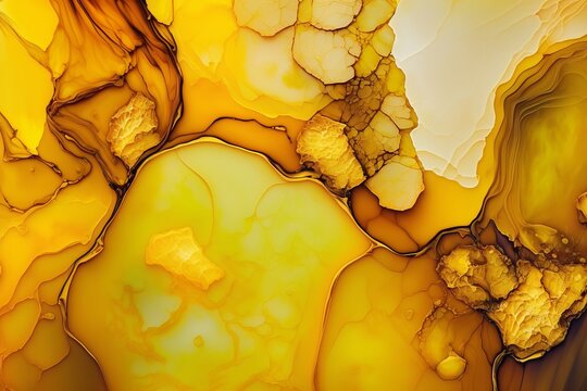 White and yellow alcohol ink pattern