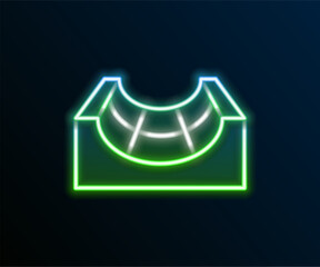 Glowing neon line Skate park icon isolated on black background. Set of ramp, roller, stairs for a skatepark. Extreme sport. Colorful outline concept. Vector