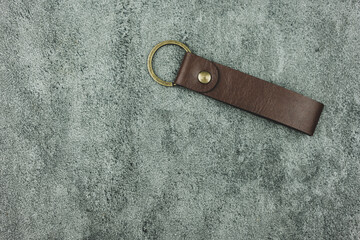 Empty of a brown keychain in imitation leather ready for you put mark and logo