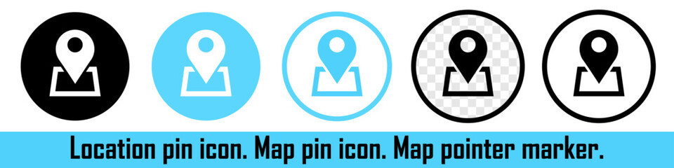 Location pin. Location pointer. GPS navigation pin. Map pointer marker. Specific place on the map. The place of destination. Vector