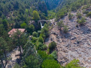 Clandras old bridge and Usak Aqueduct, Aerial view