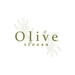 Olive Oil Logo, Olive Leaf Plant Herbal Garden Vector, Simple Elegant Luxurious Icon Design Template illustration