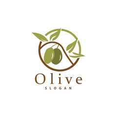 Olive Oil Logo, Olive Leaf Plant Herbal Garden Vector, Simple Elegant Luxurious Icon Design Template illustration