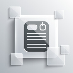 Grey Dossier folder icon isolated on grey background. Square glass panels. Vector
