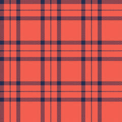 Orange and navy plaid fabric seamless background for textiles, wallpaper, decor.Vector illustration.