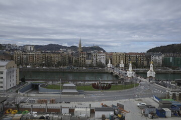 Fototapeta na wymiar Aerial view of the downtown of San Sebastian, Spain