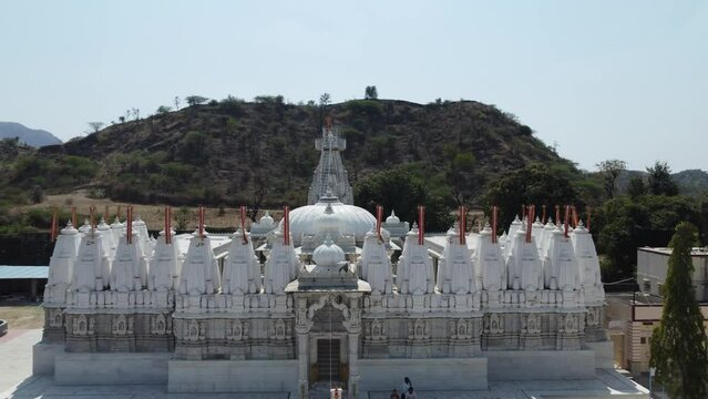 Hatundi, Bijapur, Rajasthan, India 12th March 2023: Shri Hathundi  Rata Mahaveerji Teerth. Visuals of one of the oldest Jain architecture temples, paintings and artifacts. Mahaveer Swami. Jain Dharma