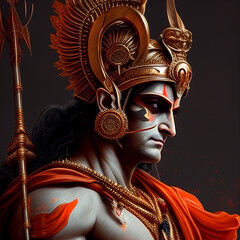 colorful portrait of Indian hindu God Ram Shri Ram Siya Ram Rama Ramayana, generative AI
