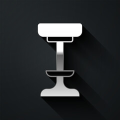Silver Chair icon isolated on black background. Long shadow style. Vector