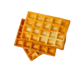 Belgian Waffle Isolated, Square Waffled Cookie, Soft Golden Belgian Waffles, Wafer Biscuit Breakfast