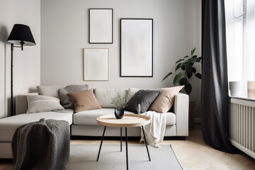 Generative AI interior of a flat, sofas