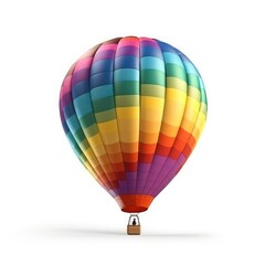 Hot air balloon in travel and adventure concept, colorful and isolated on white. A floating symbol of freedom and exploration. Generative AI