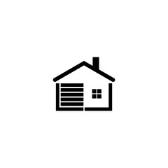 House with car garage icon isolated on white background