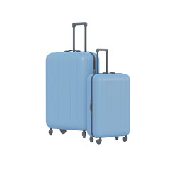 Travel set object. flat layer style. Mini luggage and alarm clock 3d rendering