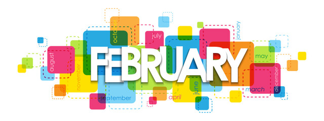 FEBRUARY colorful vector typography banner