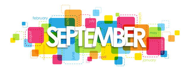 SEPTEMBER colorful vector typography banner