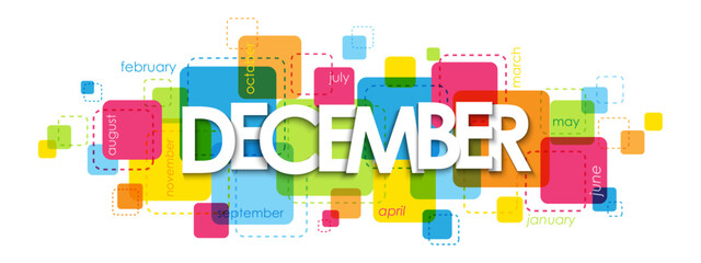DECEMBER colorful vector typography banner