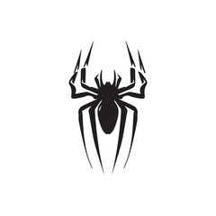 Spider icon, black widow silhouette. Halloween animal symbol, arachnid sign, bug pictogram