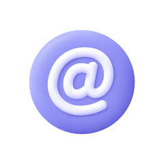 E-mail symbol button. Online communication, messaging and mailing concept. 3d vector icon. Cartoon minimal style.