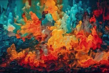 vibrant abstract painting with bold colors and unique shapes created with Generative AI technology