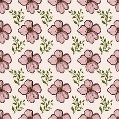Seamless pattern spring. set of flowers. Hand draw illustration, Easter holidays. Textile, paper, postcard