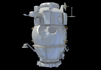 Fototapeta na wymiar Service Module of ISS International Space Station 3D rendering on black background 