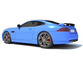 Plakat Sports Car 3D rendering on white background