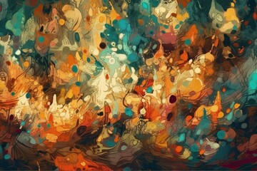 Obraz na płótnie Canvas abstract painting with a vibrant and colorful composition created with Generative AI technology