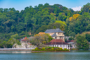Temple of the sacred tooth relic in Kandy, Sri Lanka - obrazy, fototapety, plakaty