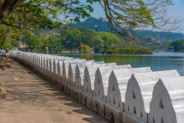 View of lakeside promenade in Kandy, Sri Lanka - obrazy, fototapety, plakaty