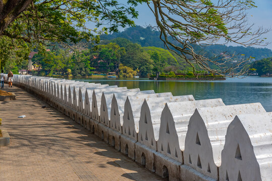 View of lakeside promenade in Kandy, Sri Lanka