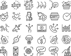Marketing icon set, 30 digital marketing icon set black vector