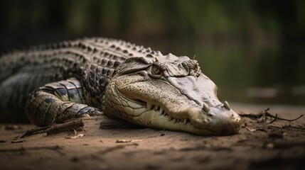 Obraz premium alligator portrait hyper-realistic, generative AI